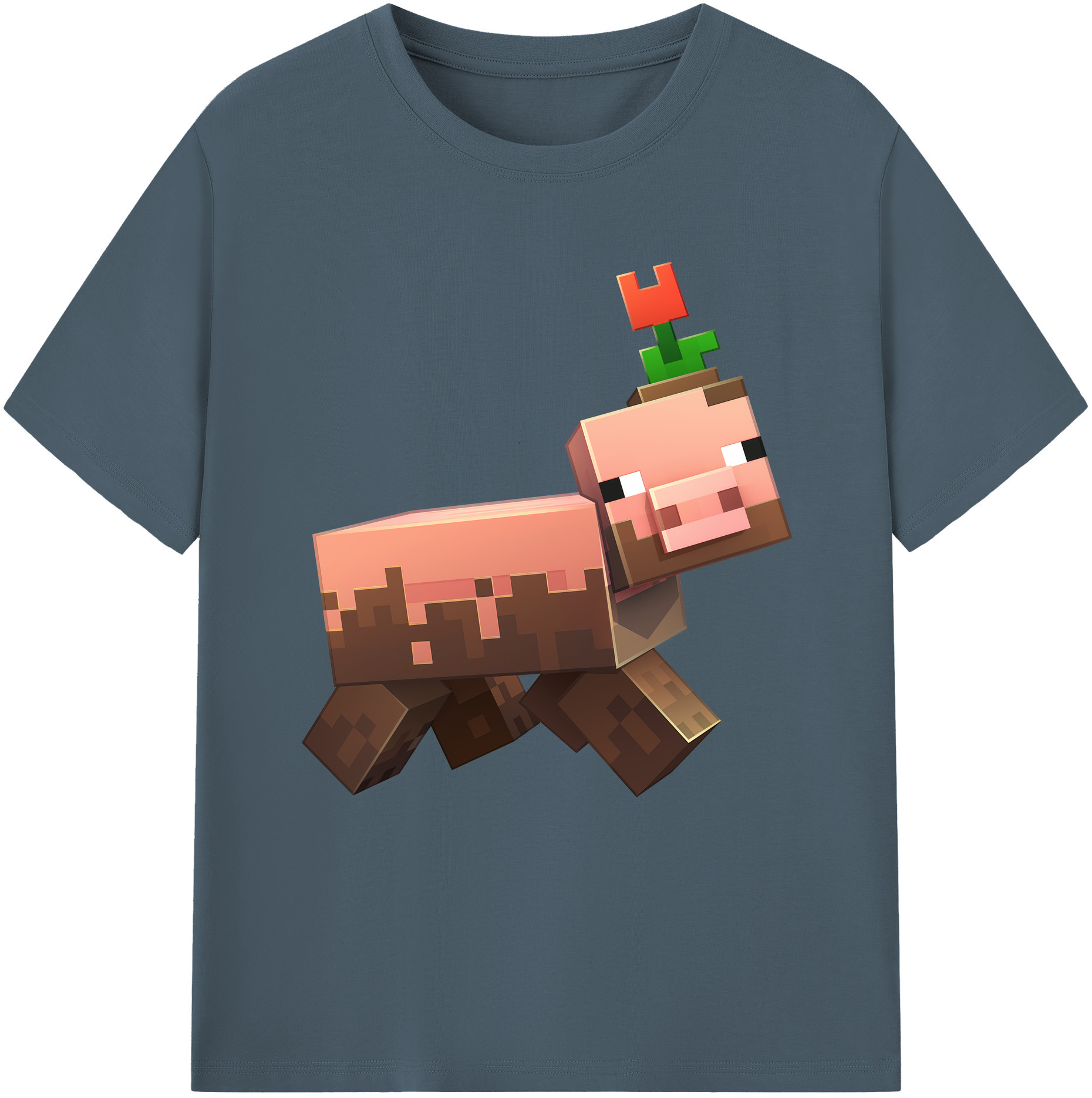 （画像用） マインクラフト ブロックの世界 Minecraft MC Block world 綿100％半袖Tシャツ（フロントプリント）